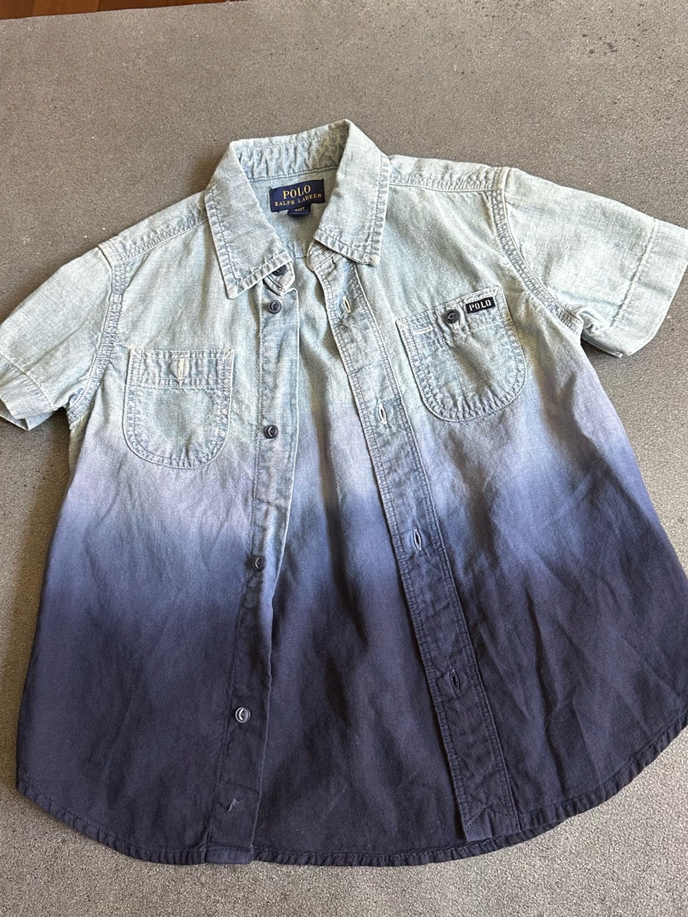 Polo by Ralph Lauren Boys' Dip-Dye Button-Down Shirt - Light Blue to Navy